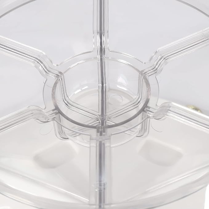 360° Rotating Grain Dispenser With 6 Grids, 13.2lbs Large Capacity Grain Dispenser Rotating Kitchen Storage Containers With Sealed Lid For Peanut Barley Millet And Cereal (White,Gold, 13.2 lbs)