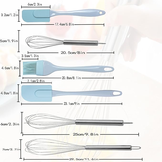 3 Pack Egg Whisk and Cooking Brush Scraper Set, Stainless Steel Wire Whisks for kitchen Cooking Blending Whisking