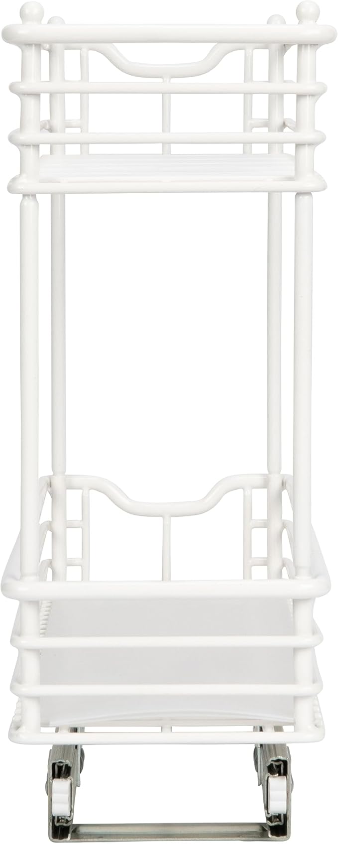 Household Essentials Glidez Multipurpose Paint-Finished Steel Pull-Out/Slide-Out Storage Organizer with Plastic Liners for Under Cabinet Use - 2-Tier Design, White