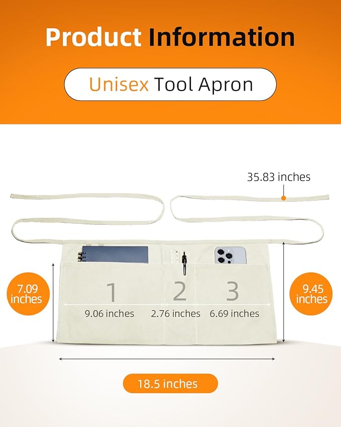 Canvas Work Waist Apron with 3 Pockets
