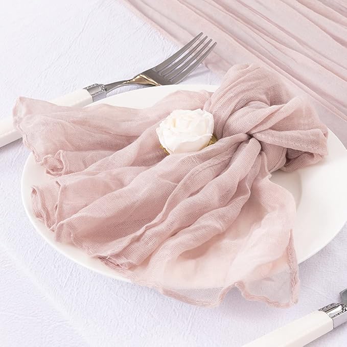 DeZerlor 30 Pack Pink Cheesecloth Napkins Christmas Cloth Napkins Set of 30 Pale Pink Holiday Dinner Napkins Bulk 21x21 Inches for Wedding Bridal Shower Baby Shower Xmas Parties