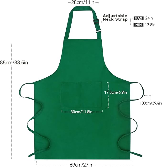 Large Chef Apron for Men and Women, Cooking Kitchen Aprons with 2 Large Pockets Water Oil Resistant