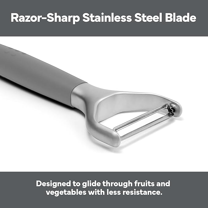 Misen Stainless Steel Vegetable Peeler - Dishwasher Safe Y Peeler - Easy to Use with Potatoes, Cabbage, Carrots, and More - Progessional Grade Kitchen Tool - Gray
