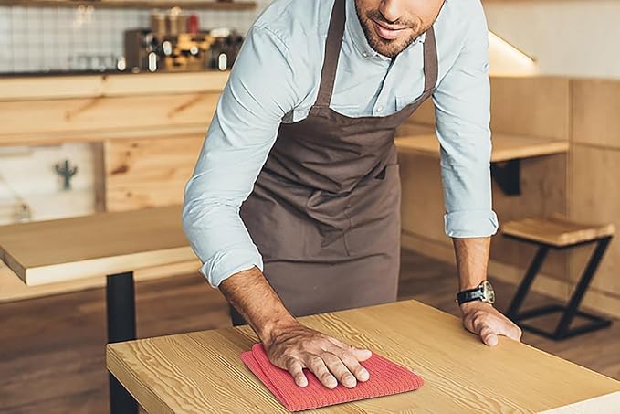 Softolle Bar Mop Towels, Pack of 12-16x19 Inches - 100% Cotton Super Absorbent Towels, Multi-Purpose for Home and Bar Cleaning (Coral)