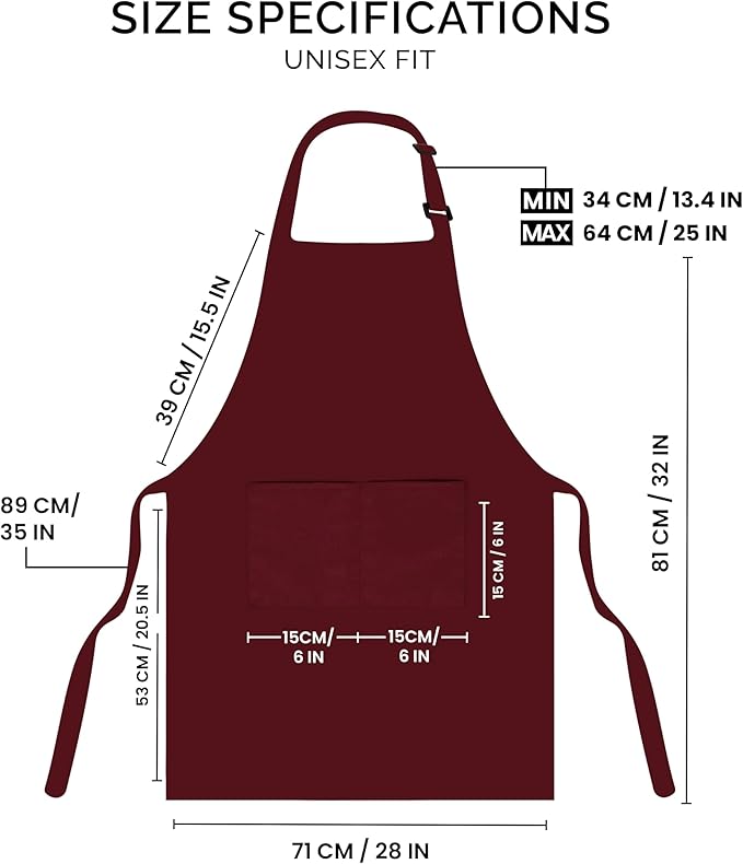Utopia Kitchen 2 Pack Bib Apron, Adjustable with 2 Pockets, Water and Oil Resistant, Cooking Kitchen Chef Apron for Women Men