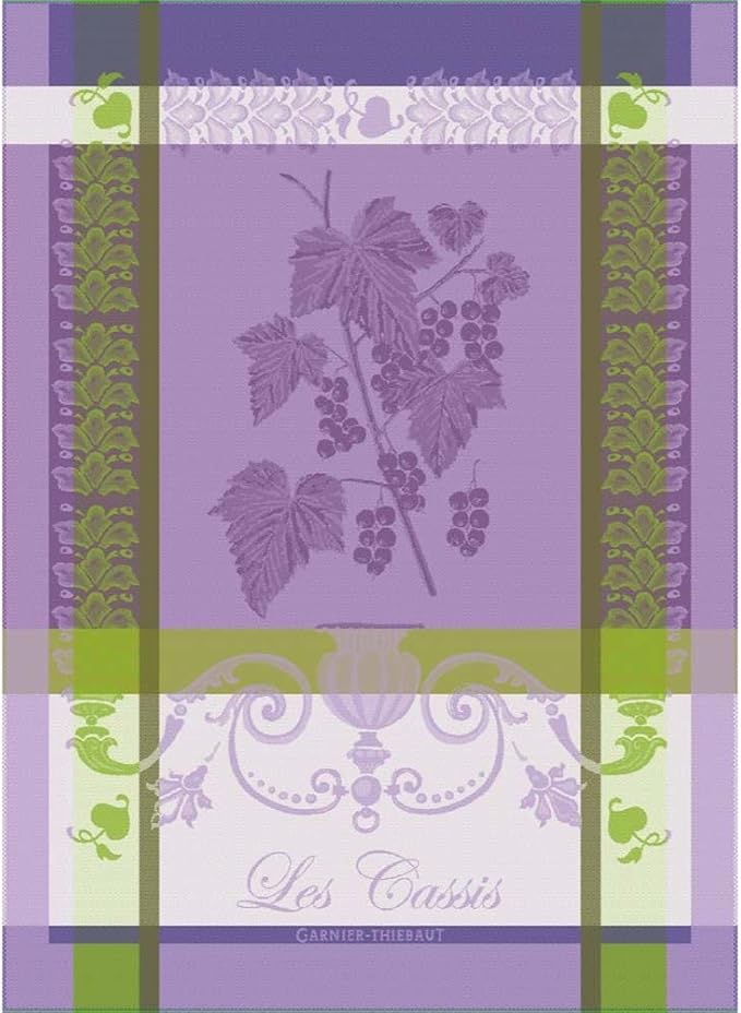 Garnier Thiebaut Les Cassis Purple (Purple Blackcurrant) French Kitchen Towel 22"x30", Cotton, Jacquard