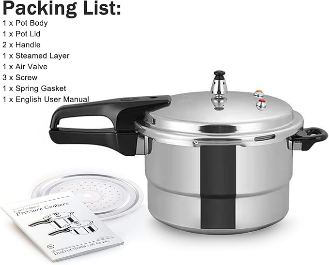 Small Pressure Cooker 5 Quart，Aluminum Pressure Cooker Compatible with Gas & Induction Cooker Fast Cooking Pot Even Heat Distribution for 4-5 People