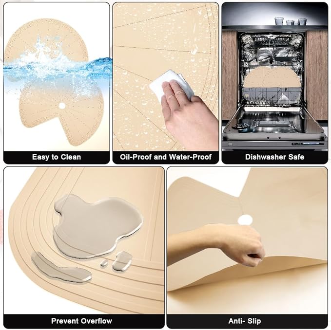 2 PCS 26" Lazy Susan Shelf Liner, Jaxbo Silicone Lazy Susan Liner for Dual Tier Pie Cut Organizer,Non-Slip Thermal Protection Mat