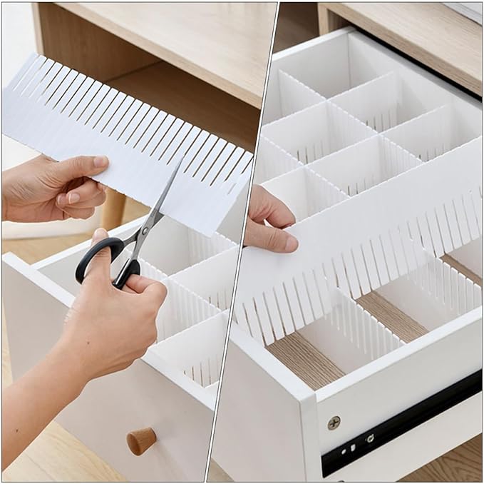 Ipetboom 10pcs Multipurpose Drawer Dividers White 38x7cm Plastic Closet Organizers for Underwear Socks Classification Home Storage Partition Boards