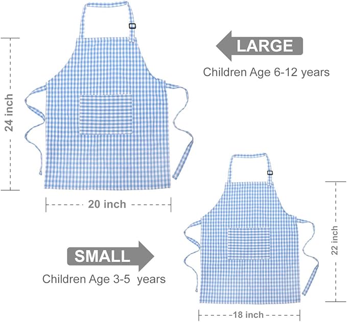 Jennice House Kids Apron and Chef Hat Set, Cute Children Baking Aprons for Cooking Baby Baking Aprons