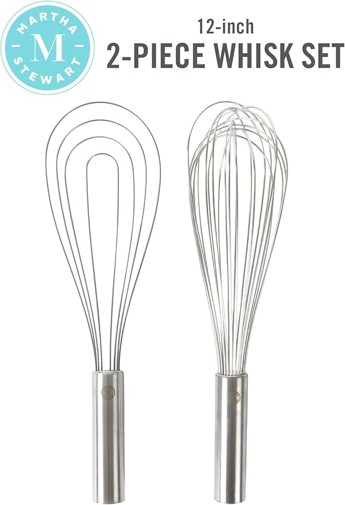 Martha Stewart Richburn 2pc 12" Stainless Steel Balloon & Flat Whisk - Satin Finish