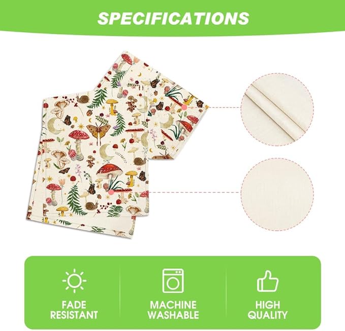 Artoid Mode Beige Modern Mushroom Table Runner, Seasonal Botanic Farmhouse Kitchen Dining Table Decoration for Home Party Decor 13x72 Inch
