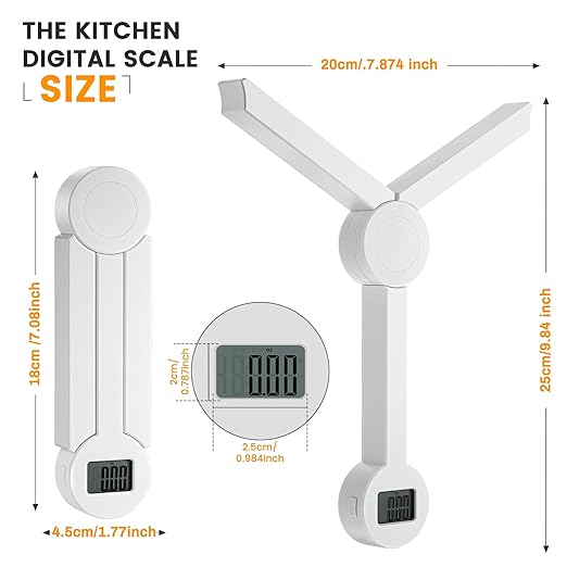 Folding Food Scale,Digital Kitchen Scale,Highly Accurate Compact Small Scale with LCD Display,Portable Food Scale Multiple Units Supported, Travel Scale for Measuring Intake of Healthy