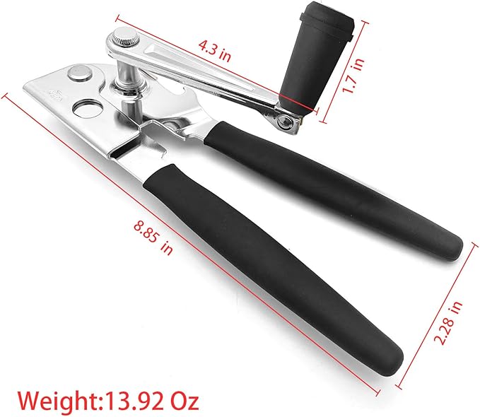 NUFR Crank Can Openers Manual,Heavy Duty Commercial Can Opener with Rubber-coated Long Handles