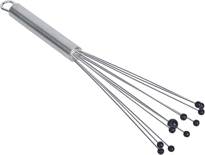 Restaurantware 10.5 in Stainless Steel Ball Whisk with Silicone Tips - German Standard Sauce & Gravy Whisk, Non-Scratch, Dishwasher Safe - Non-Stick Safe Silicone Ball Whisk for Baking