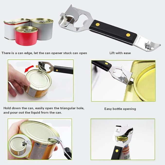 Bottle Opener - Manual Can Opener - Versatile 4-In-1 Can Opener for Kitchen Restaurants and Camping Trips (1)