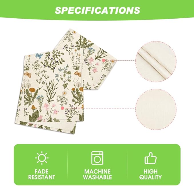 Artoid Mode Wildflowers Floral Spring Table Runner, Butterfly Seasonal Summer Kitchen Dining Table Decoration for Home Party Decor 13x90 Inch