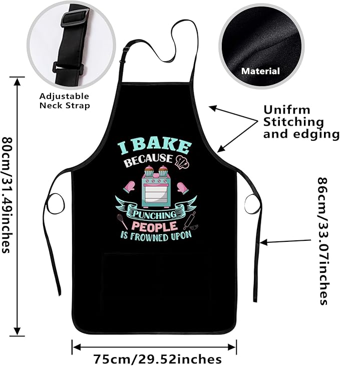 Funny Baking Apron for Women - Cute Cooking Aprons for Adults with 2 Pockets, Baking Supplies &Essentials for Home Bakers, Kitchen Apron Gifts for Mother's Day Birthday Christmas