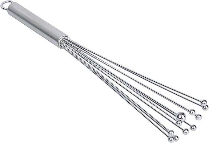 Restaurantware 12.5 in Stainless Steel Ball Whisk - 24 Pack - German Standard Egg Beater with Ergonomic Handle, Dishwasher Safe - Manual Mixer Cooking Whisk for Baking, Stirring, Sauces, Beating