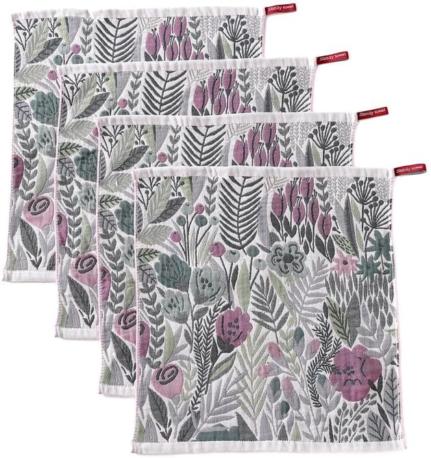 Cotton Kitchen Towels Set of 4, Quick Dry Sustainable Decorative Dish Towels for Kitchen Drying,Ultra Absorbent Reusable Cleaning Tea Towels,Pretty Hand Towels for Bathroom/Kitchen with Loop