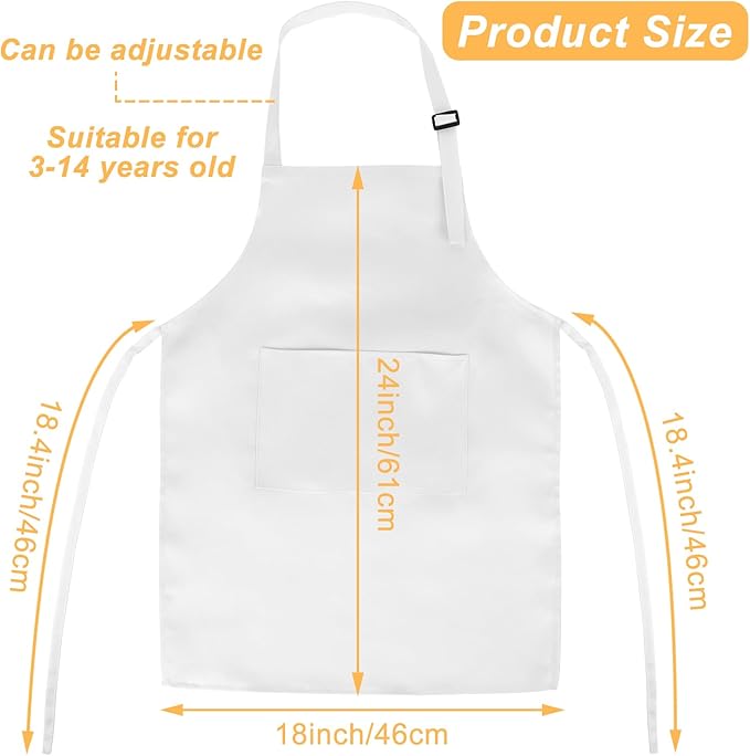 Morcheiong 8/12/24 Pack Adjustable Kids Apron Bulk with 2 Pockets Toddler Apron Kids Painting Aprons for Baking Painting