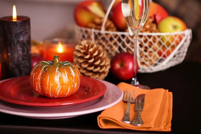 Ruvanti Cloth Napkins Set of 4, 18x18 Inches Napkins Cloth Washable, Soft, Durable, Absorbent, Cotton Blend. Table Dinner Napkins Cloth for Hotel, Lunch, Restaurant, Wedding Parties - Fall