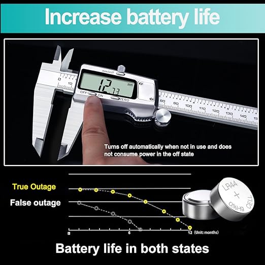 Kynup Digital Caliper 12inch, Caliper Measuring Tool, Micrometer Caliper with Full Turn Off Feature, Stainless Steel, Switch from Inch Metric Fraction (300mm)