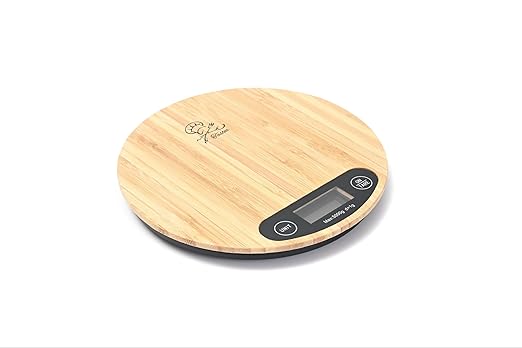Tastes Round Wood Digital Kitchen Scale, up to 5KG, with All Units and Decorative Design