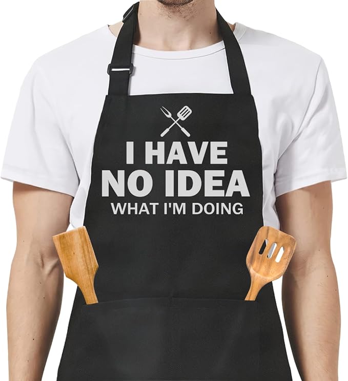 SANDJEST Funny Apron for Dad - Birthday Father’s Day Cooking Grilling Gifts for Mens