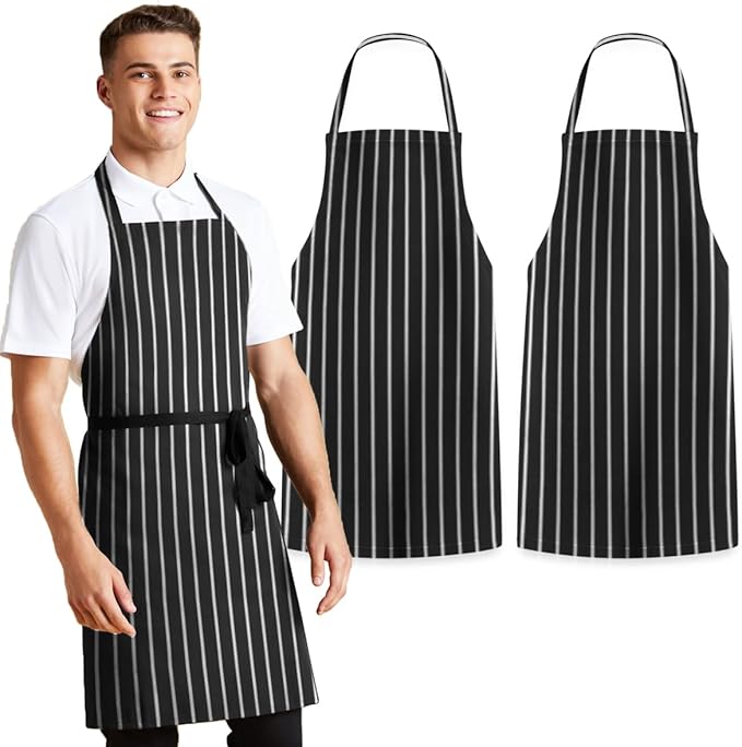 Avalon Kitchen Aprons for Men - 100% Polyester Chef Apron Women with Extra Long Ties - Cooking Aprons for Women & Mens Apron
