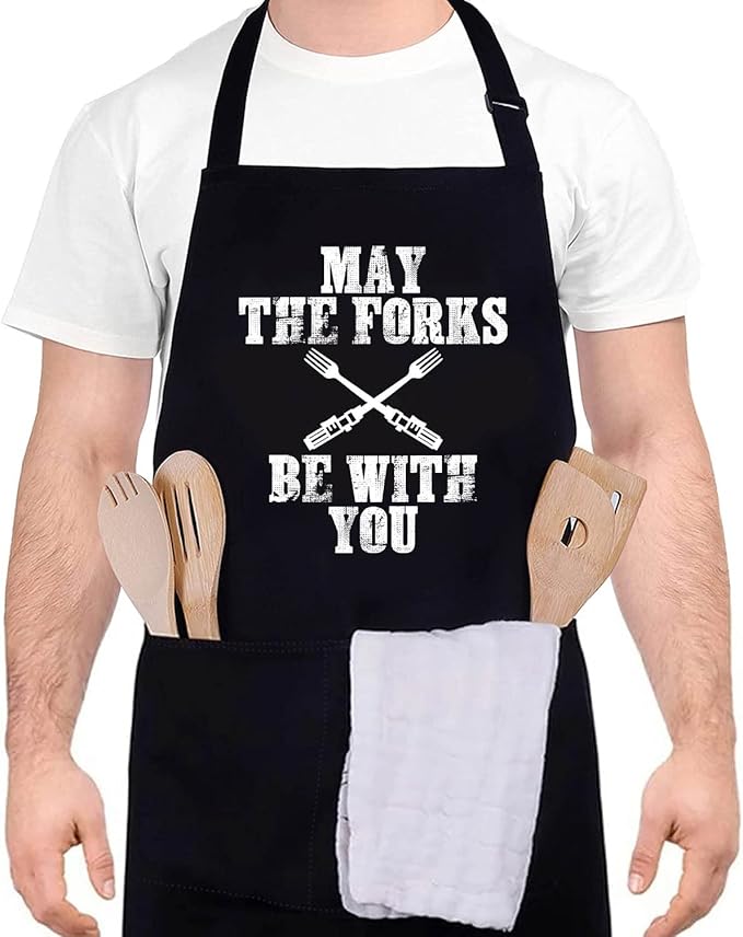Funny apron for men Adjustable Waterproof with Pockets for Cooking Baking BBQ Gift Apron for Day, Birthday Gifts