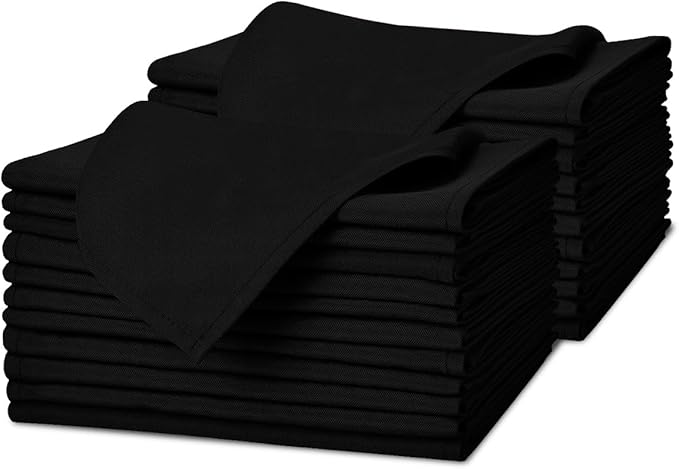 Avalon Kitchen Black Cloth Napkins Bulk (Pack of 24) - 100% Polyester Dinner Linen Napkins Cloth Washable & Reusable - Durable with Hemmed Edges - Ideal for Parties and Weddings (17x17 Inches)