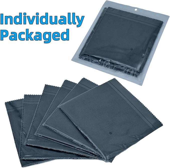 6 Pack Microfiber Gun Cleaning Cloth, 12"x12" Lint Free Gun Cleaning Rags, Reusable Microsuede Cleaning/Polishing Wipes Towels for Firearms, Knives and Scopes (Black)