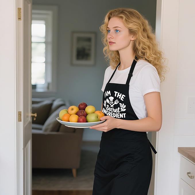 Funny Aprons for Women with 2 Pockets, Adjustable Water Resistant Cooking Apron Gifts for Christmas Mother's Day