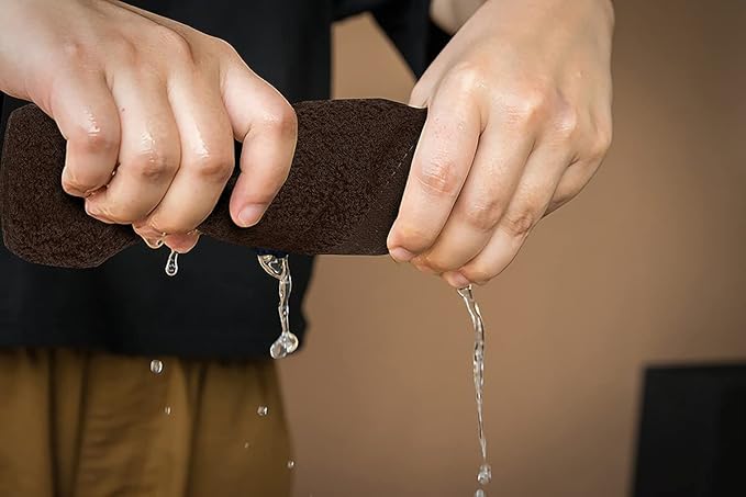 Softolle 100% Cotton Washcloths 24 Pack (12x12 Inches) Soft, Highly Absorbent Washcloth, Face Towels, Wash Cloths for Face, Ring Spun, Bulk Pack (Brown)