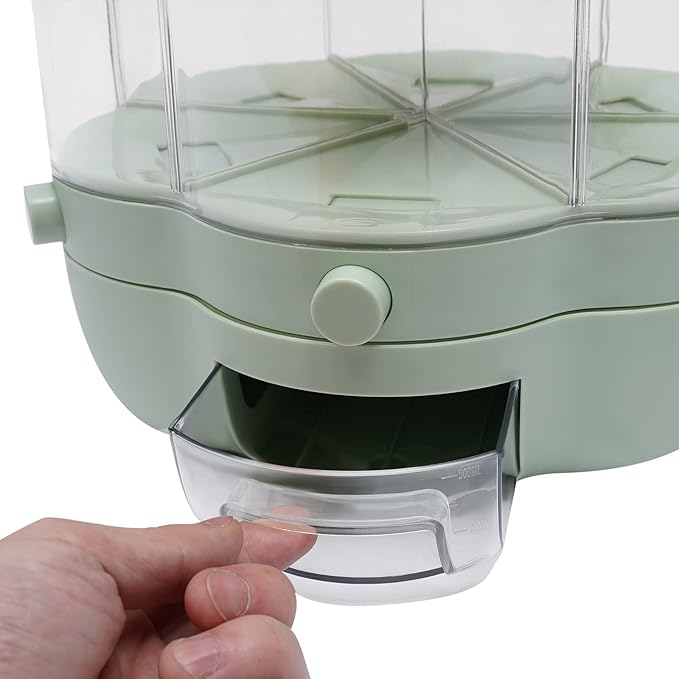 360° Rotating Grain Dispenser With 6 Grids, 13.2lbs Large Capacity Grain Dispenser Rotating Kitchen Storage Containers With Sealed Lid For Peanut Barley Millet And Cereal (Matcha green, 17.6 lbs)