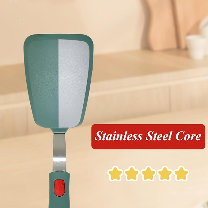 Silicone Spatula Turner, Small Pancake Spatulas for Nonstick Cookware Pan, Heat Resistant 600°F, Thin Flexible Cooking Spatula for Kitchen Use, Flipper for Omelette Egg Fish, Dishwasher Safe