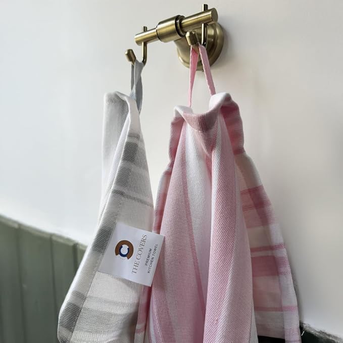THE COVERS Multi-Pack Premium 100% Cotton Kitchen Towels in 6 Attractive Colors | Lavishly Large Towels (20.5”x30.5”) with Handy Hanging Loop for Drying | Arrives Gift-Ready, with a Signature Tote
