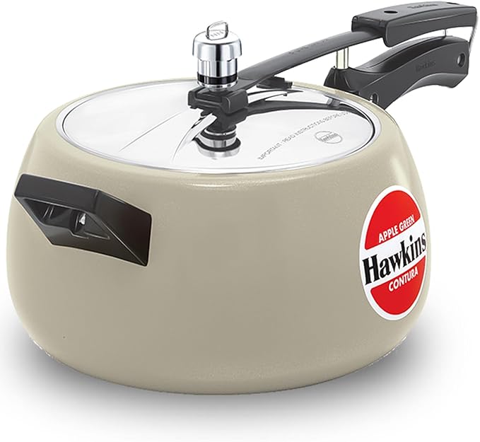 Hawkins Ceramic Coated Contura Pressure Cooker, 5 L, Apple Green