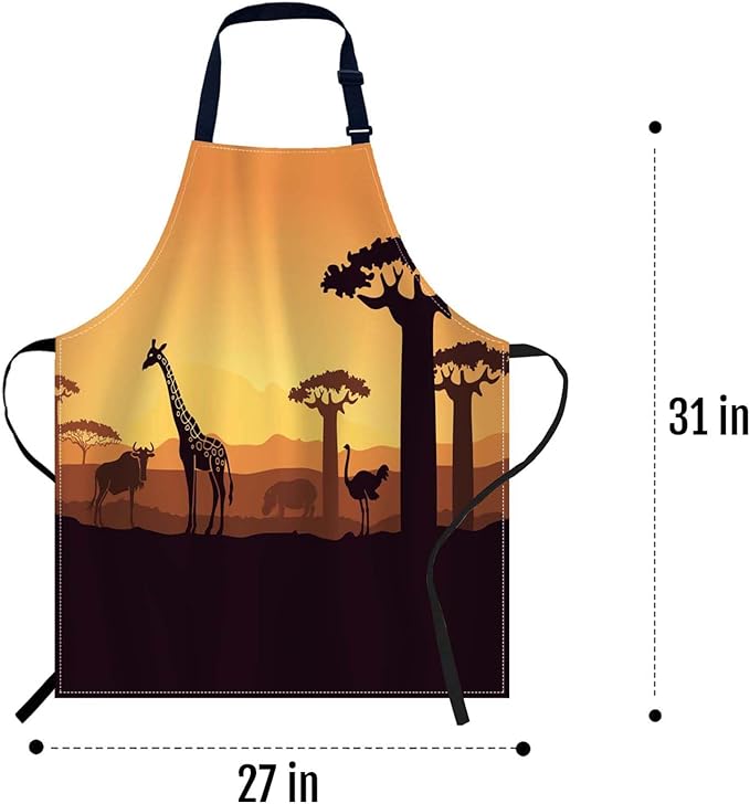 oFloral Wild Animals Apron Unisex Adjustable Bib Apron, Cooking Kitchen Chef Apron, Women Men Apron for Home Kitchen, Restaurant, Coffee house