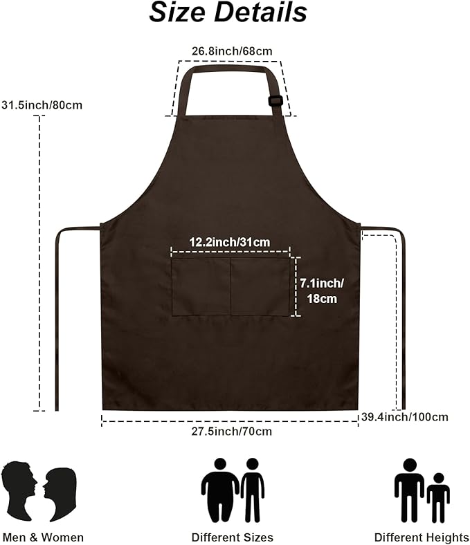 15 Pcs Adult Aprons Bulk with Pockets Adjustable Bib Chef Apron for Women Men Painting Cooking Crafting (S/L)