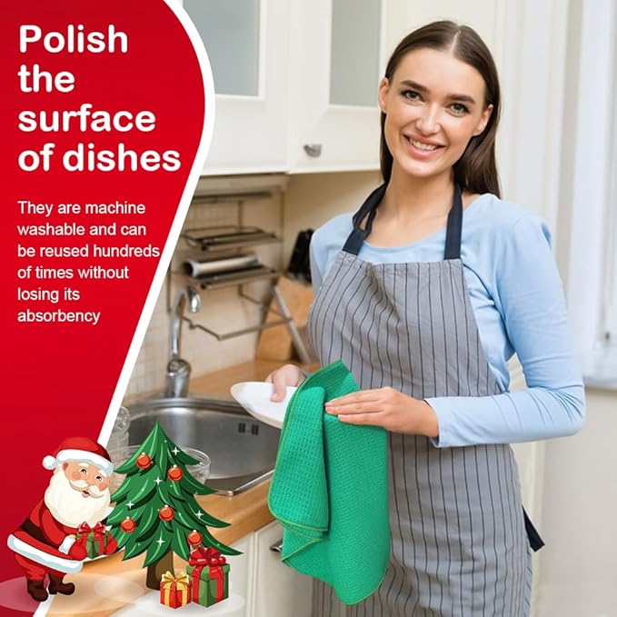 SINLAND Kitchen Towel Premium Sublimation Blank Towels Fast Drying Tea Towel Polyester Dish Towels for Drying Dishes Festive Decoration 16 Inch X 24 Inch 10 Pack Spring Green