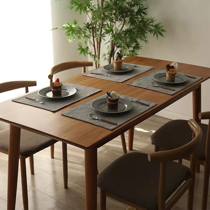 Weabetfu Cloth Placemats Set of 8 Heat Resistant Dining Table Placemmats Cotton Linen Machine Washable Kitchen Table Mats Wrinkle Free Thick Fabric Place Mat,Easy to Clean,13"x19" Mottled Grey w/Brown