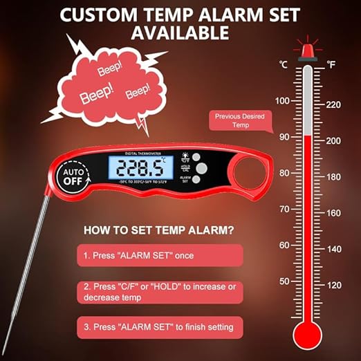 RIWUSI Meat Thermometer Digital, Instant Read Food Thermometer with Dual Probe, Backlight LCD Display, Calibration Function, Kitchen Accessories for BBQ Grill, Gift for Men Birthday, Dad & Mom
