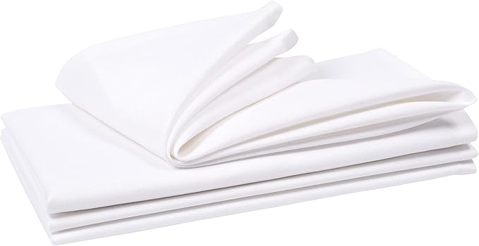 Hemmed Edge Cloth Dinner Napkins Set of 4 18x18 Inches - White, Soft Decorative Premium Dinning Table Linen Napkin Ideal for Kitchen, Spring, Easter | Washable Polyester Fibre Napkin for Home Décor
