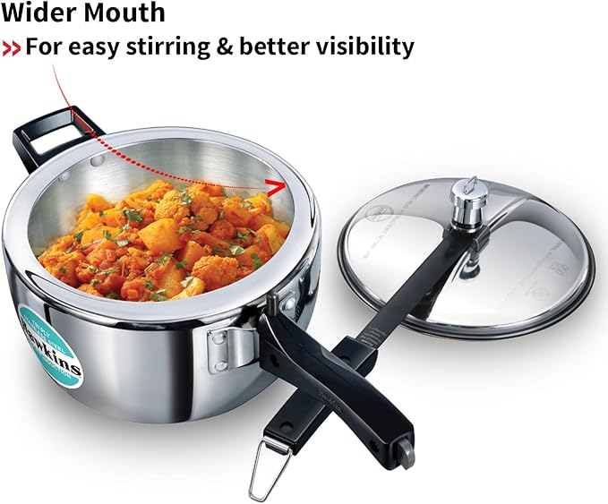 Hawkins 3.5 Litre Triply Stainless Steel Pressure Cooker, Inner Lid Cooker, Silver (HSST35)