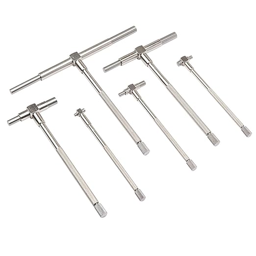 Beslands 6 Pc Telescoping Gage Set, 5/16" - 6" Range, T-Bore Hole Gauges w/Pouch, High Precision Telescopic Bore Gauge T-Gage Set (5/16" to 6")