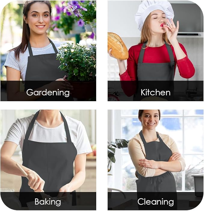 Avalon Kitchen Aprons for Men - 100% Polyester Chef Apron Women with Extra Long Ties - Cooking Aprons for Women & Mens Apron