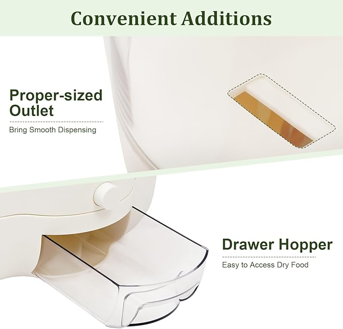 Rice Dispenser, 6 Grid 360° Rotating Rice Container Cereal Dispenser with Lid, Grain Storage Organizer Cereal Holder for Kitchen Countertop Dry Food, White, 8kg/18lbs