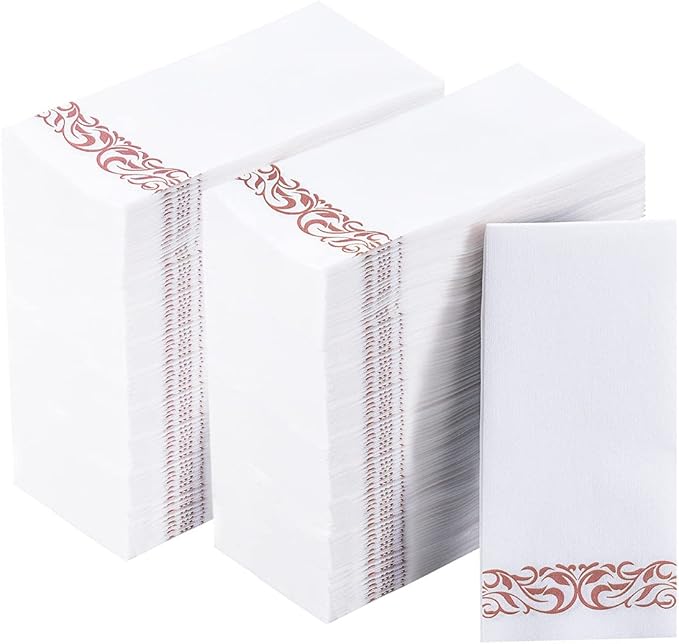 Vplus 400 Pack Paper Napkins Guest Towels Disposable Premium Quality 3-ply Dinner Napkins Disposable Soft, Absorbent, Party Napkins Wedding Napkins for Kitchen, Parties, Dinners or Events(rose gold)